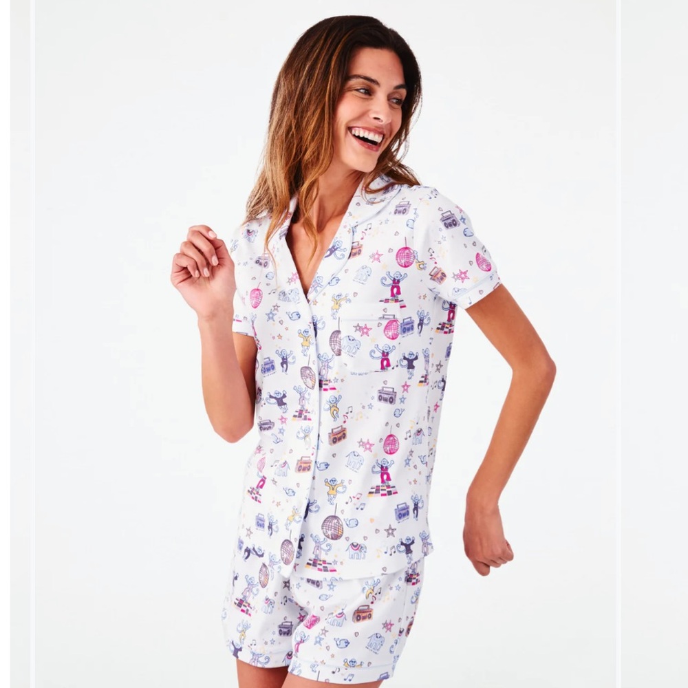 NWT Roller Rabbit Boogie Monkeyland Polo Pajamas (M)